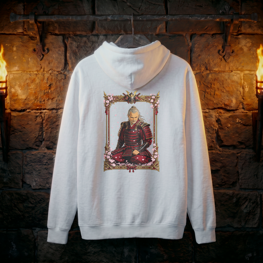 Samurai Portrait Hoodie — Zen Warrior Graphic Pullover