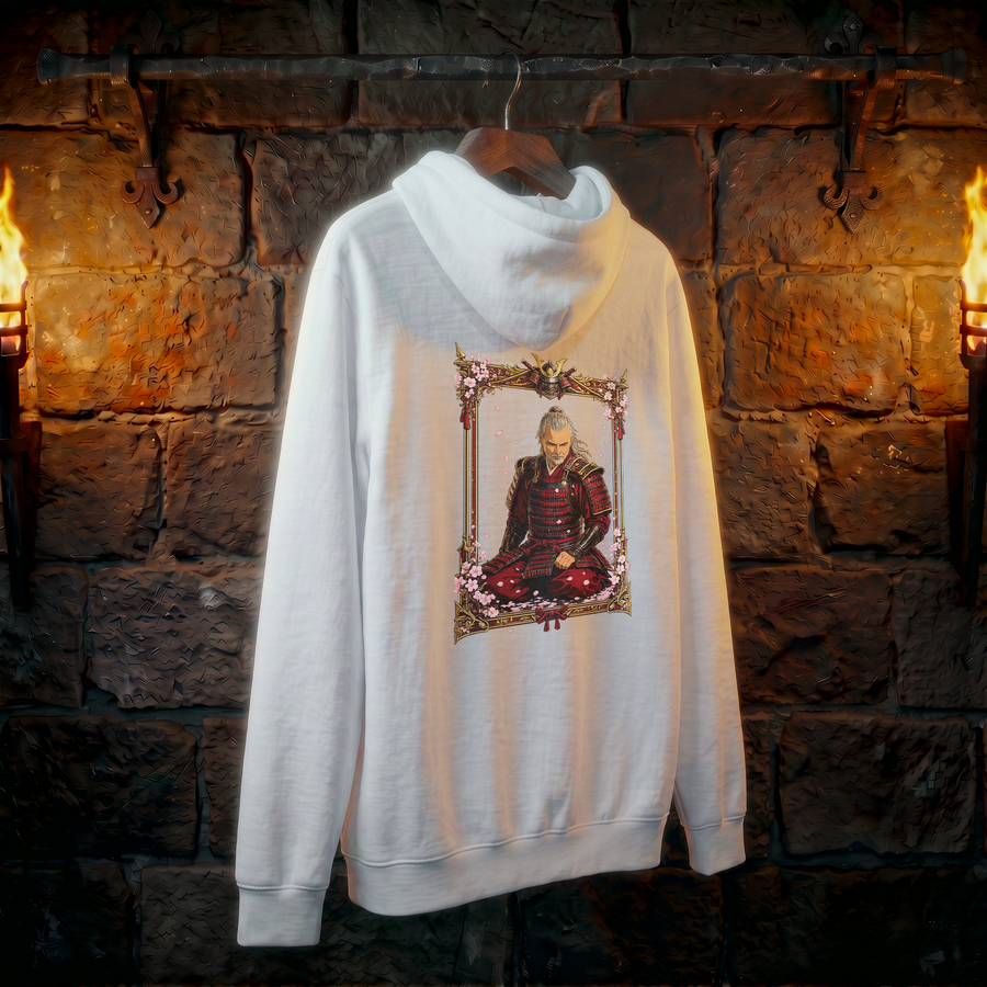 Samurai Portrait Hoodie — Zen Warrior Graphic Pullover