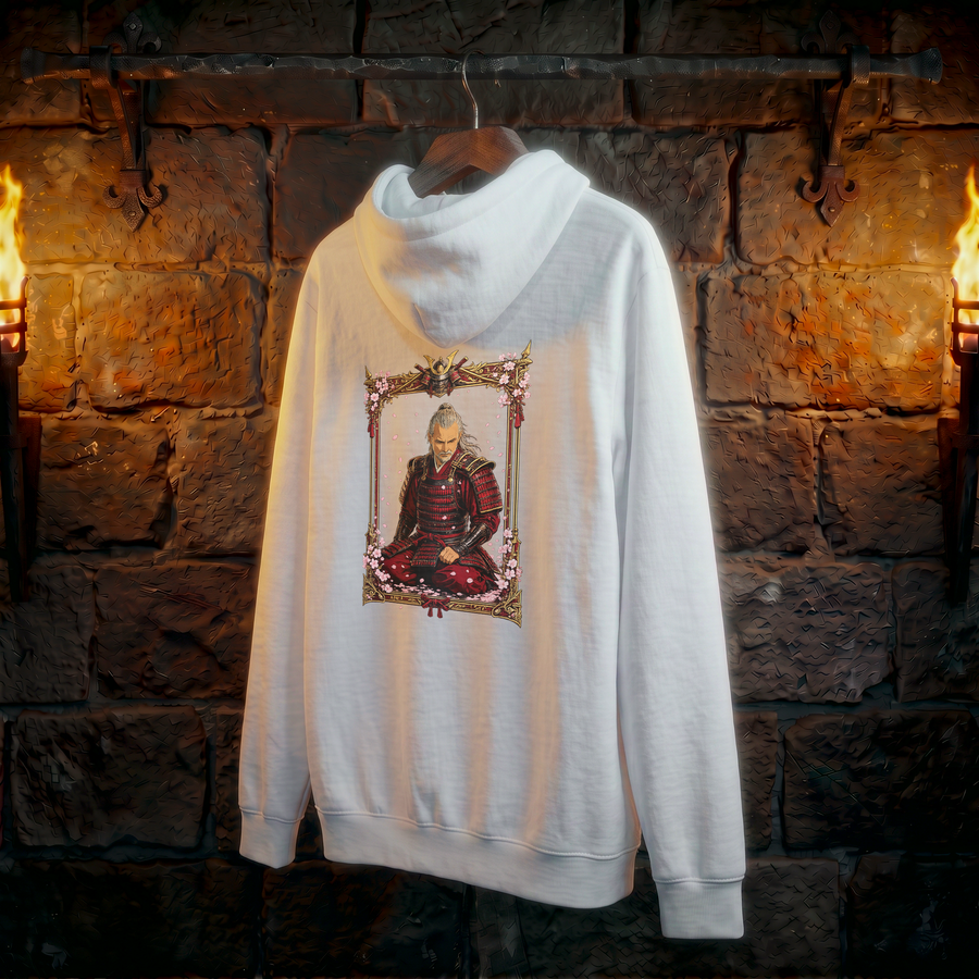 Samurai Portrait Hoodie — Zen Warrior Graphic Pullover