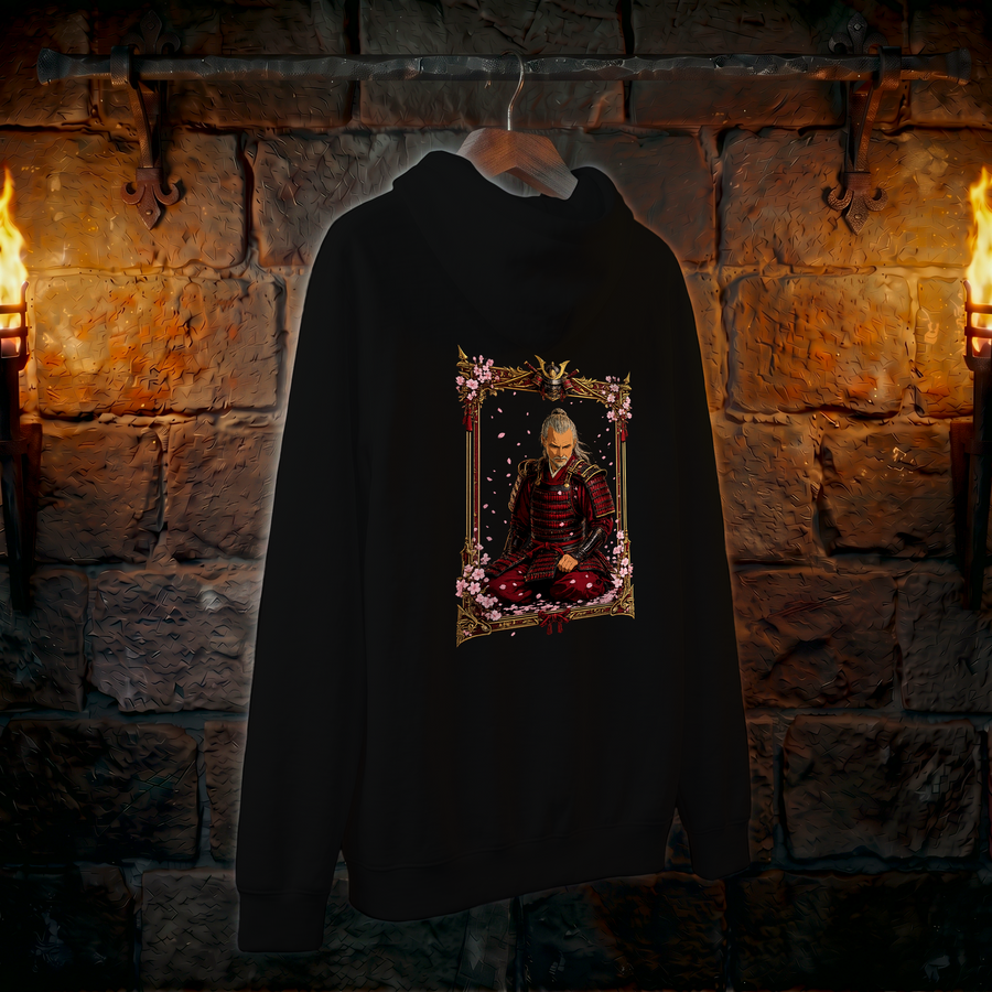 Samurai Portrait Hoodie — Zen Warrior Graphic Pullover