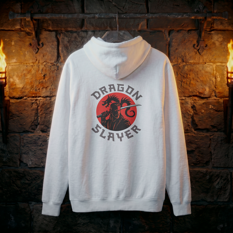 Dragon Slayer Hoodie — Red Sun Samurai Graphic Pullover