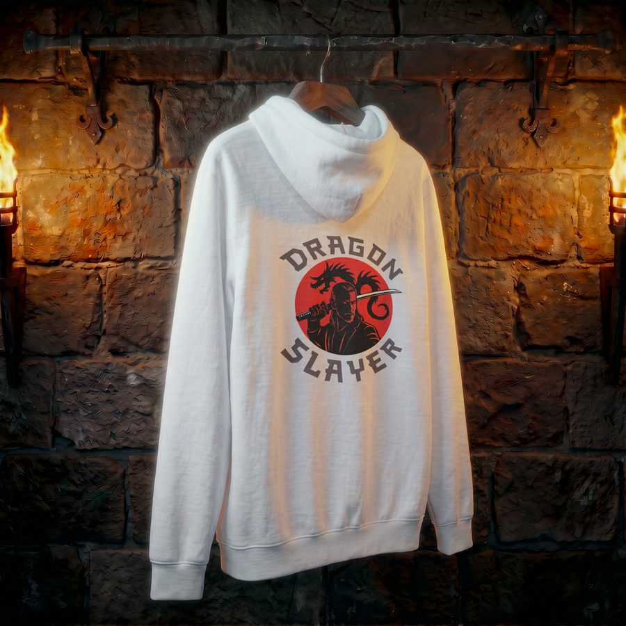 Dragon Slayer Hoodie — Red Sun Samurai Graphic Pullover