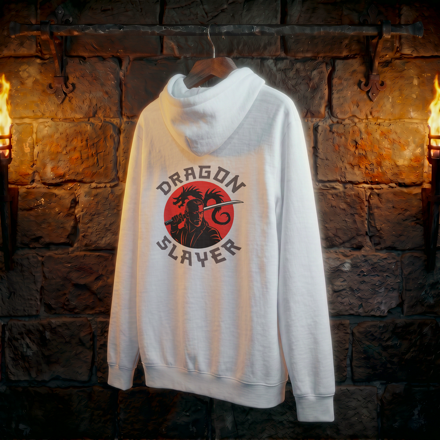 Dragon Slayer Hoodie — Red Sun Samurai Graphic Pullover