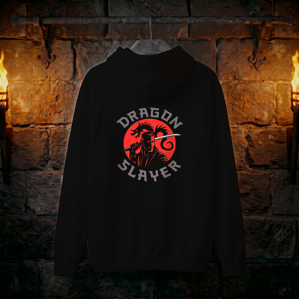 Dragon Slayer Hoodie — Red Sun Samurai Graphic Pullover