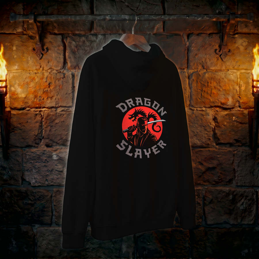 Dragon Slayer Hoodie — Red Sun Samurai Graphic Pullover