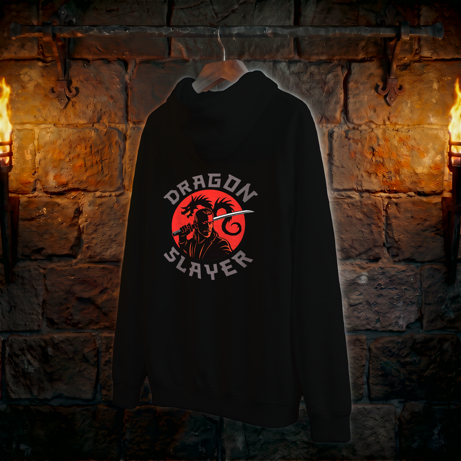 Dragon Slayer Hoodie — Red Sun Samurai Graphic Pullover